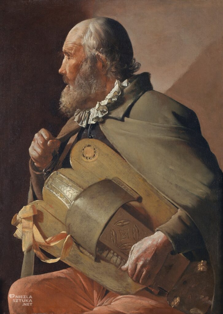 Georges de la Tour, Niewidomy mężczyzna grający na lirze korbowej | 1620–1630, Museo Nacional del Prado (depozyt), Madryt